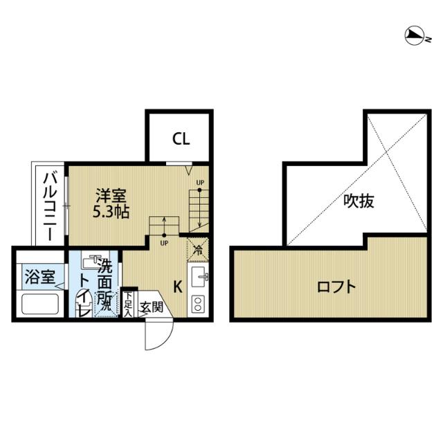 STUDIO竹下(1SK/1階)の間取り写真