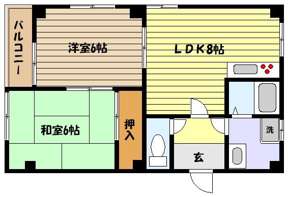 グレイスコート(2LDK/3階)の間取り写真