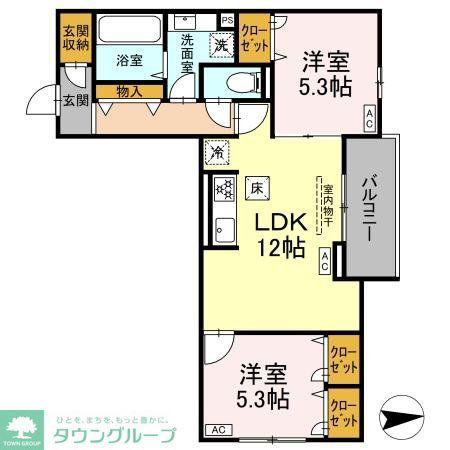 オルテンシア(2LDK/1階)の間取り写真