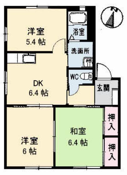 シェソワSATSUNO A(3DK/1階)の間取り写真