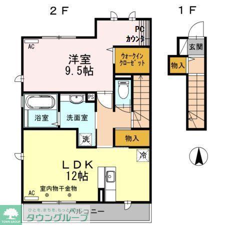 SOLANA学園西町(1LDK/2階)の間取り写真