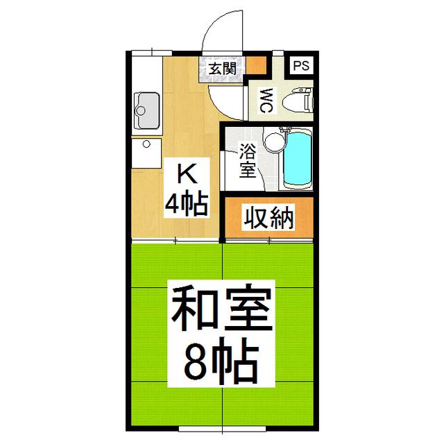 ハイツイースト A棟(1K/2階)の間取り写真
