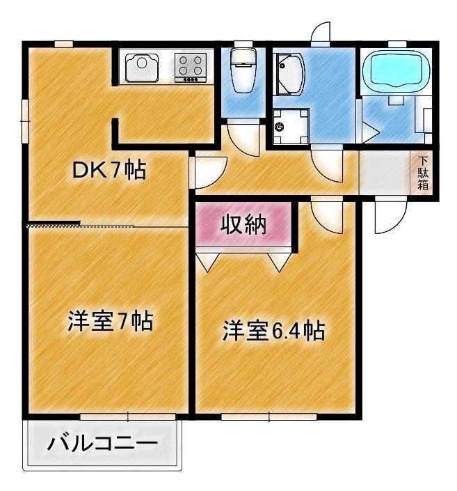 サクラ22(2DK/2階)の間取り写真