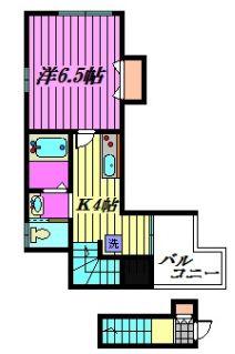スマートテラスⅢ(1K/2階)の間取り写真