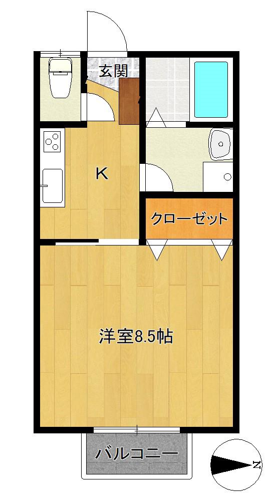 メゾンガミールB(1K/2階)の間取り写真