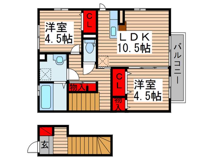 イーストパーク八ヶ崎(2LDK/2階)の間取り写真