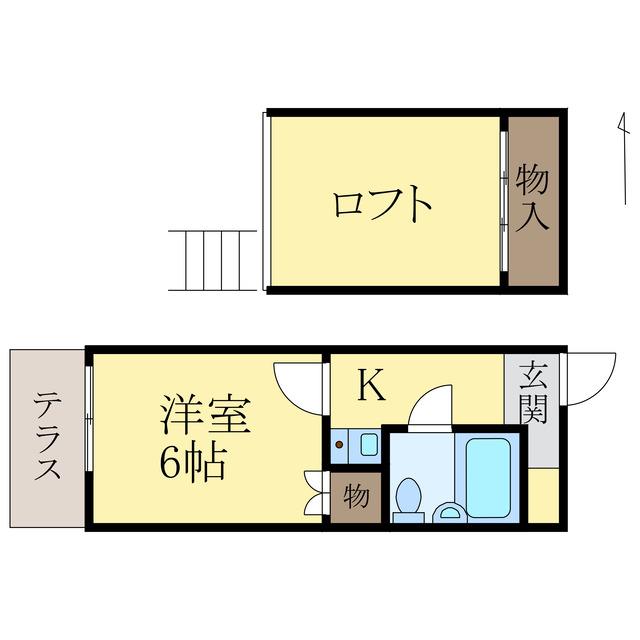 ヨーロピアン杭ノ瀬(1K/1階)の間取り写真