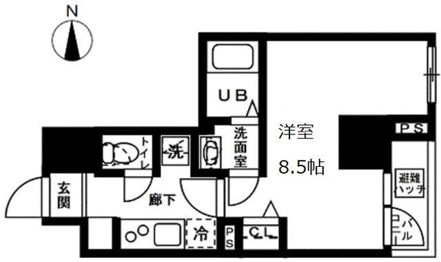 オーヴェルク‐II(1K/6階)の間取り写真