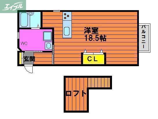 ラパルテール奉還町壱番館(ワンルーム/2階)の間取り写真