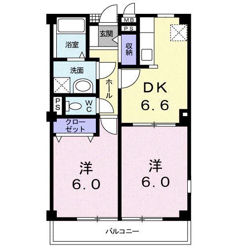 シュティル(2DK/2階)の間取り写真