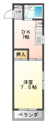 エトワール第2(1DK/3階)の間取り写真