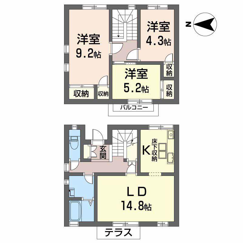 リンクス箕面(3LDK/1階)の間取り写真