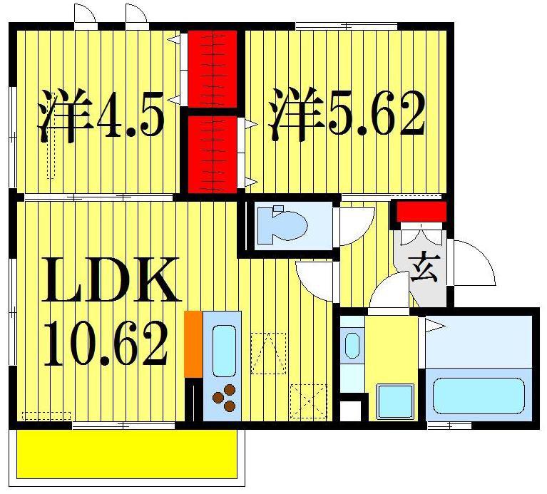 リヴェール(2LDK/1階)の間取り写真