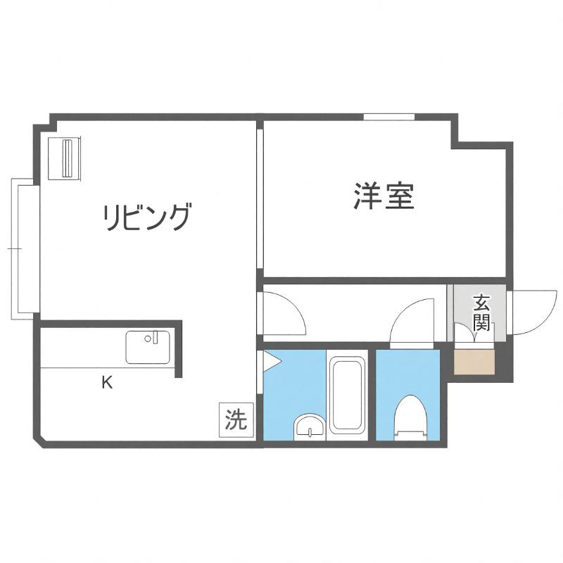 ハピネス21(1DK/2階)の間取り写真