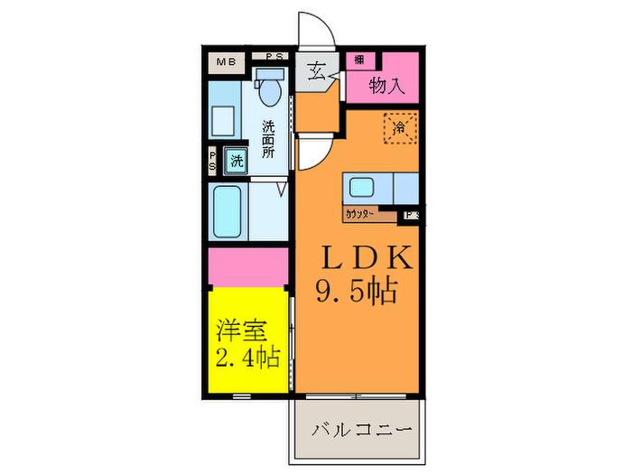 マ-ヴェラス コート(1LDK/2階)の間取り写真