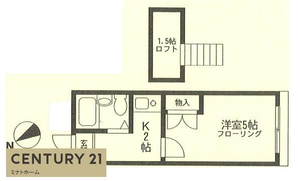 コーポI(1K/2階)の間取り写真
