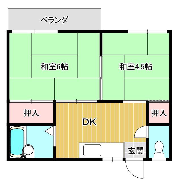 コーポ香住(2DK/2階)の間取り写真