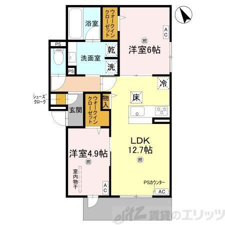 クラシスト菅原ウエスト(2LDK/1階)の間取り写真