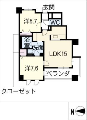 ジョイフル砂田橋CASA EST(2LDK/5階)の間取り写真