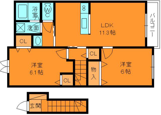 メゾン城東(2LDK/2階)の間取り写真