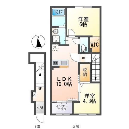 サンライズ南陽(2LDK/2階)の間取り写真