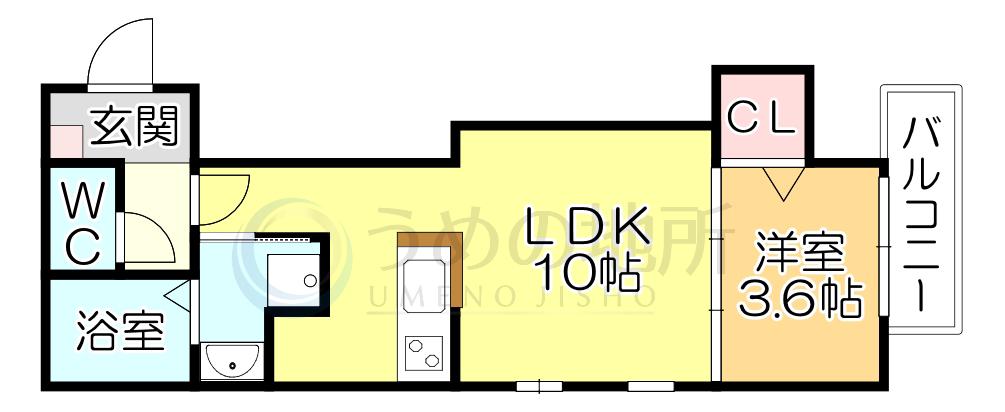 CHERIM西鉄久留米IV(1LDK/1階)の間取り写真
