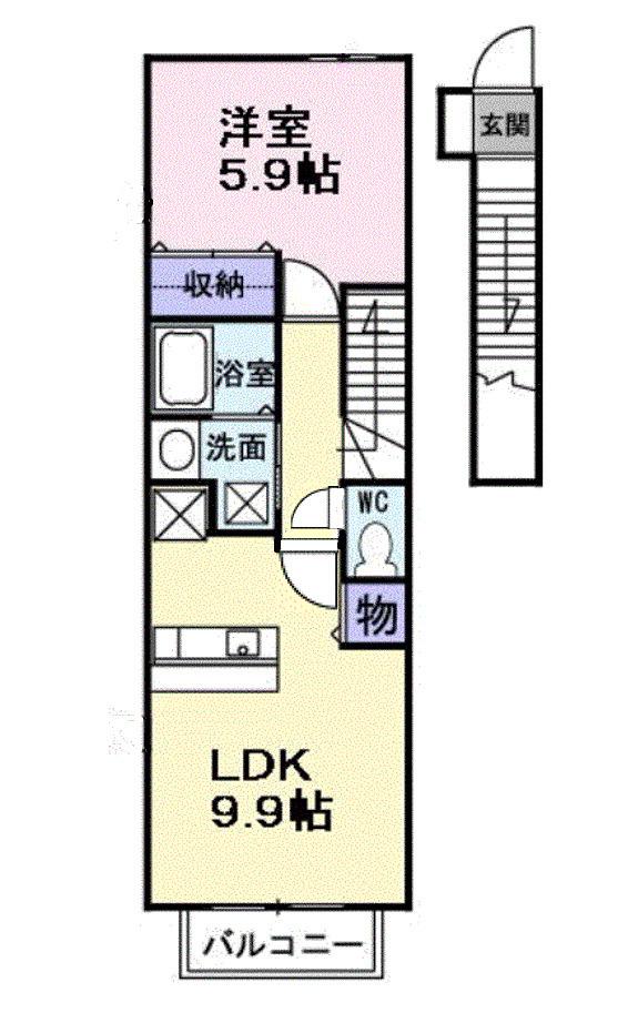 ビエント紫風IV(1LDK/2階)の間取り写真
