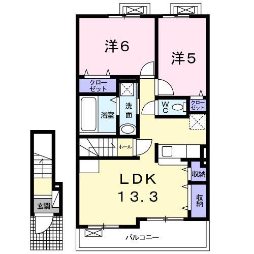 ラフランボワーズ(2LDK/2階)の間取り写真