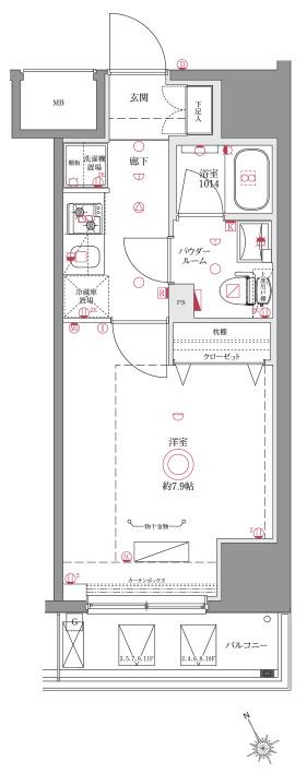 AZEST川崎II(1K/8階)の間取り写真