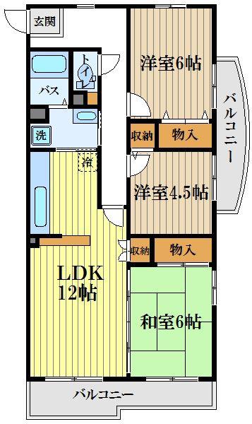 コーポレート小金井梶野通5号棟(3LDK/2階)の間取り写真