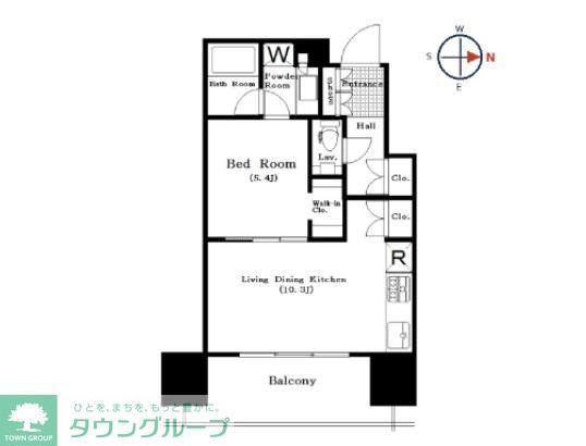二子玉川ライズタワー&レジデンスタワーセントラル(1LDK/26階)の間取り写真