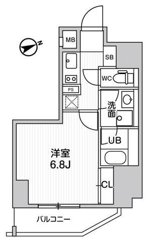 グラシアプレイス浅草橋(1K/11階)の間取り写真
