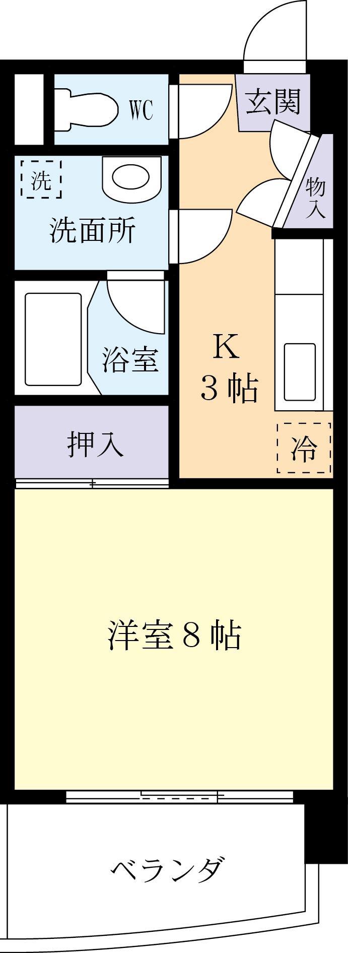 ホソダビル(1K/4階)の間取り写真