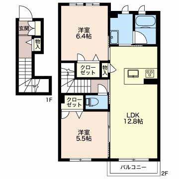 エスペランザM(2LDK/2階)の間取り写真
