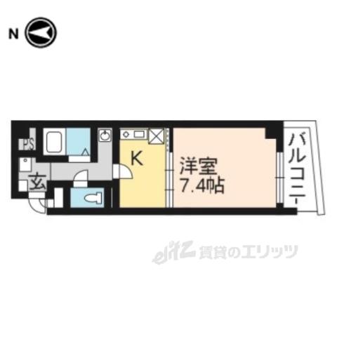 セリーヌ下鴨(1K/2階)の間取り写真
