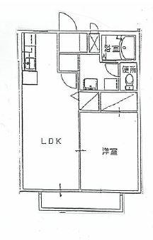 エスポワール久米B(1LDK/2階)の間取り写真