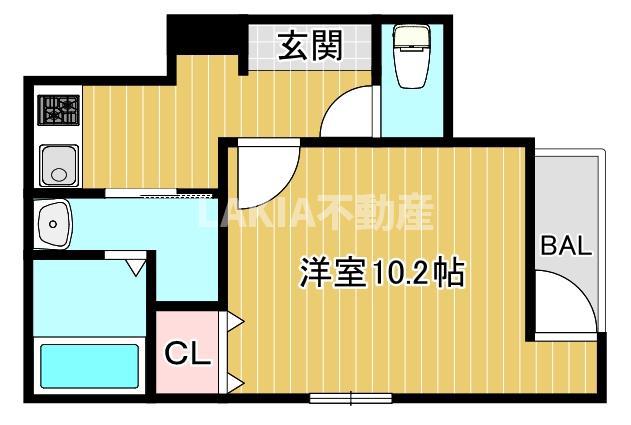 フジパレス駒川中野II番館(1K/1階)の間取り写真