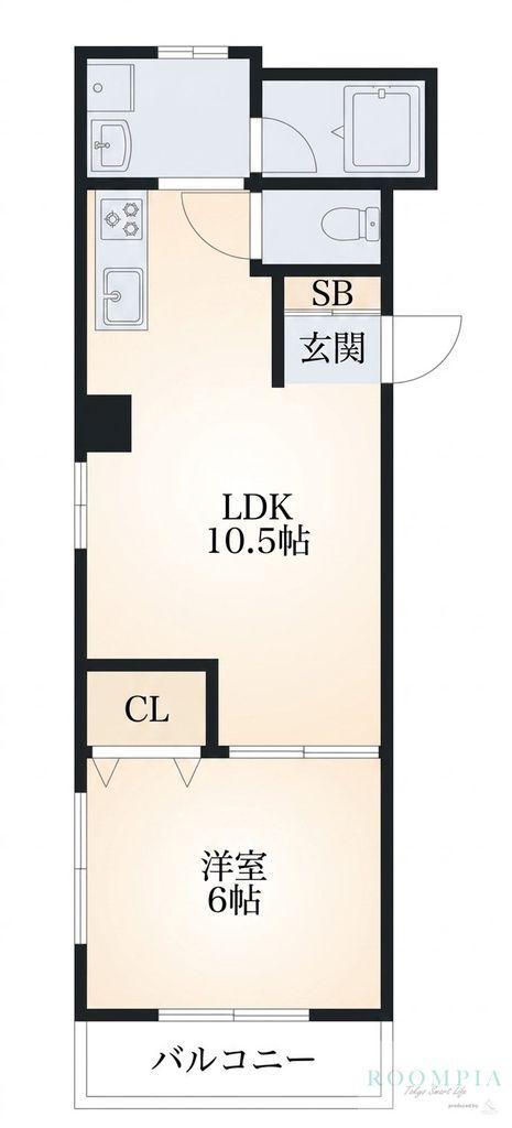 ベルコーポ早稲田(1LDK/2階)の間取り写真