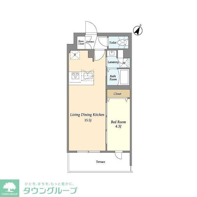 ルネサンスコート祐天寺TERRACE(1LDK/1階)の間取り写真