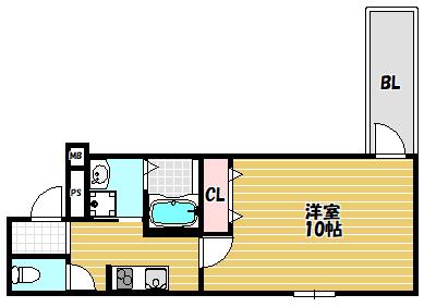 フジパレス鴻池新田III番館(1K/3階)の間取り写真