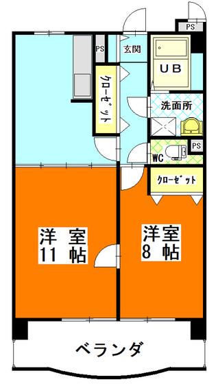アークハイツ鹿田(2DK/9階)の間取り写真