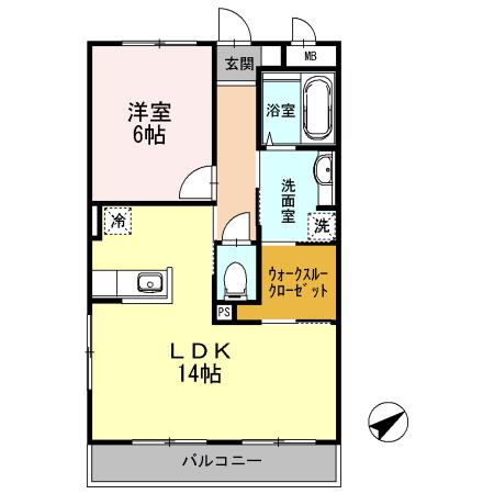 ラ・ペジーブル(1LDK/2階)の間取り写真