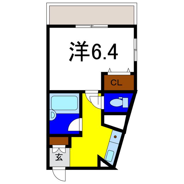 パレス南沖洲(1K/2階)の間取り写真