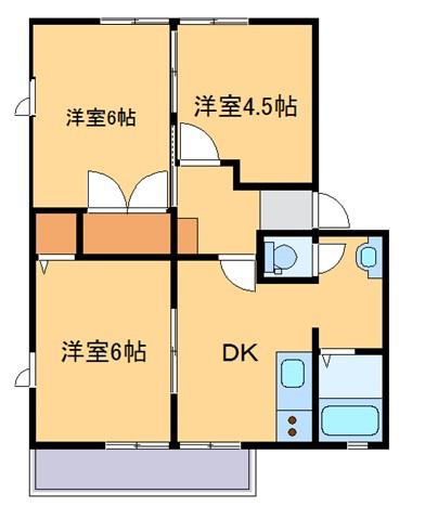 メゾンソレーユ(3DK/1階)の間取り写真