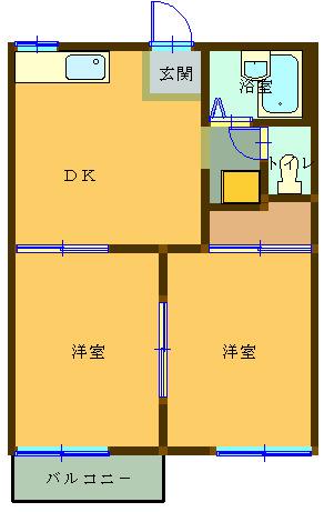 アーバンヒル刑部(2DK/1階)の間取り写真