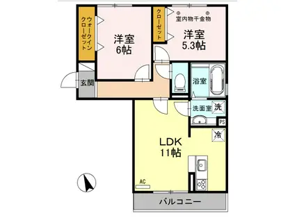 AMAZING GRACE 歌恋(2LDK/2階)の間取り写真