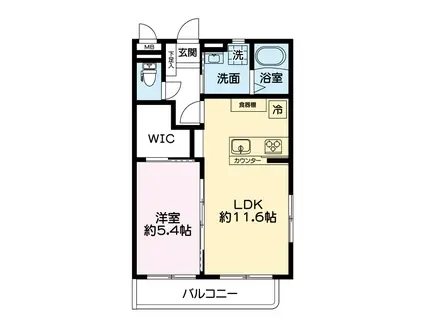 クレイン八景水谷(1LDK/1階)の間取り写真