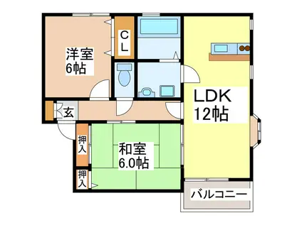 ユーフォリアB(2LDK/2階)の間取り写真