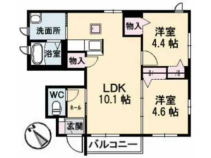 MAISONりんご(2LDK/1階)の間取り写真