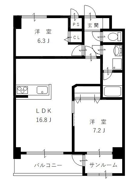 メゾンド一光(2LDK/10階)の間取り写真